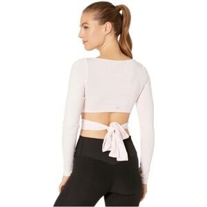 All Yoga Barre Long-Sleeve Tie-Waist Crop Top Pink